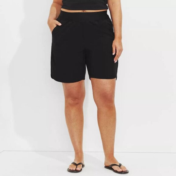 Lands End 9" Quick Dry Board Shorts Size 22W Swim Pocket Lined High Waist Modest - Picture 1 of 9